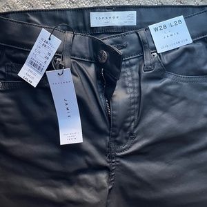 TopShop Petite Coated Leather Jeans